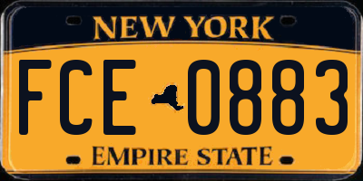 NY license plate FCE0883