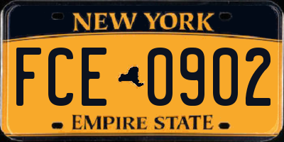 NY license plate FCE0902