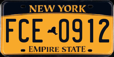 NY license plate FCE0912