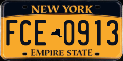 NY license plate FCE0913