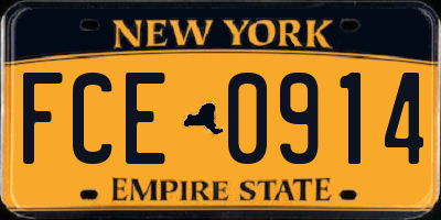 NY license plate FCE0914