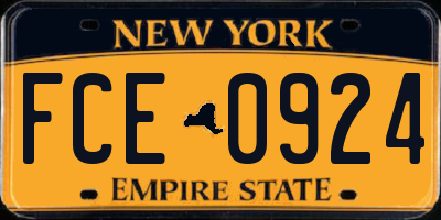 NY license plate FCE0924