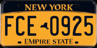 NY license plate FCE0925