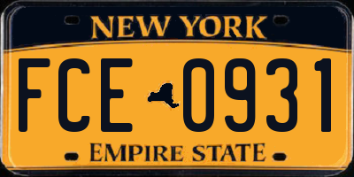 NY license plate FCE0931