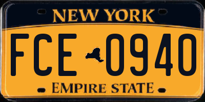 NY license plate FCE0940