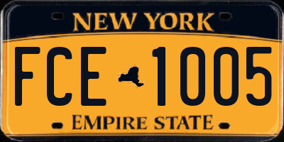 NY license plate FCE1005