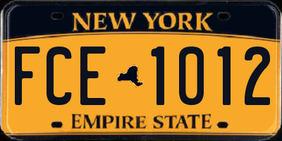 NY license plate FCE1012