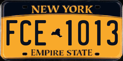 NY license plate FCE1013
