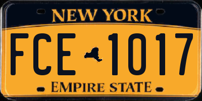 NY license plate FCE1017