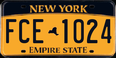 NY license plate FCE1024
