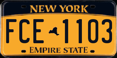 NY license plate FCE1103