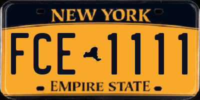 NY license plate FCE1111