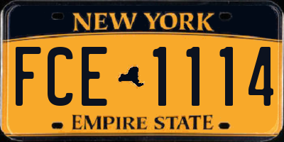 NY license plate FCE1114