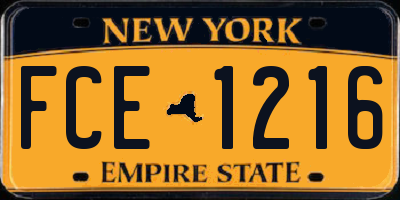 NY license plate FCE1216