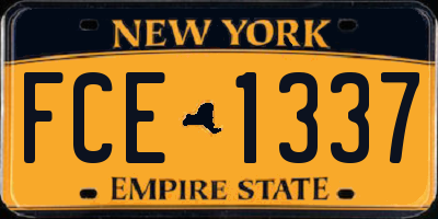 NY license plate FCE1337