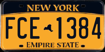 NY license plate FCE1384