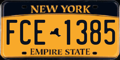 NY license plate FCE1385