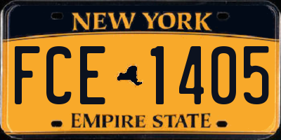 NY license plate FCE1405