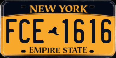NY license plate FCE1616