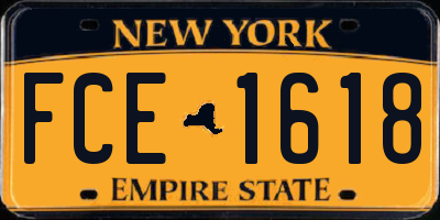 NY license plate FCE1618