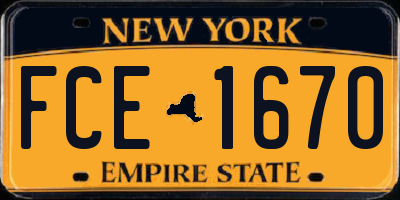 NY license plate FCE1670