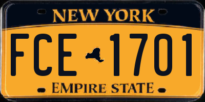 NY license plate FCE1701