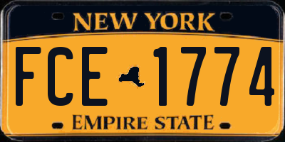 NY license plate FCE1774