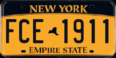 NY license plate FCE1911