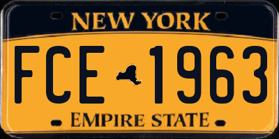 NY license plate FCE1963