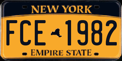 NY license plate FCE1982