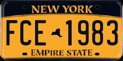 NY license plate FCE1983
