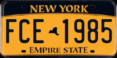 NY license plate FCE1985