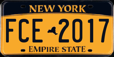 NY license plate FCE2017