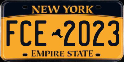 NY license plate FCE2023