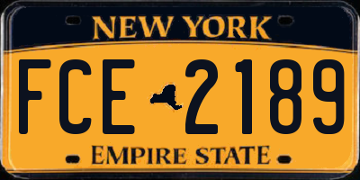 NY license plate FCE2189