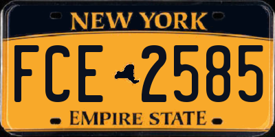 NY license plate FCE2585