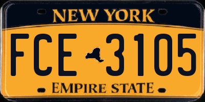NY license plate FCE3105