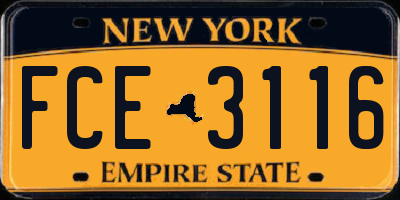 NY license plate FCE3116