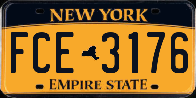 NY license plate FCE3176