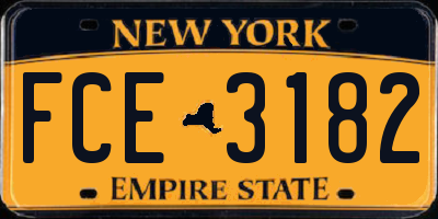 NY license plate FCE3182