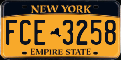 NY license plate FCE3258