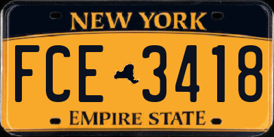 NY license plate FCE3418
