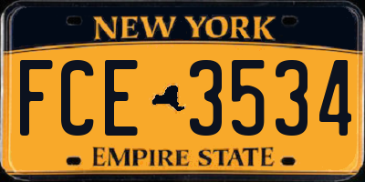 NY license plate FCE3534