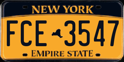 NY license plate FCE3547