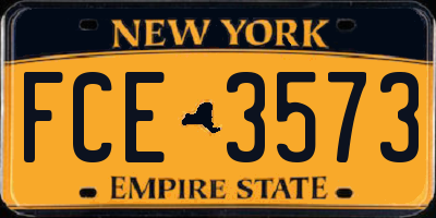 NY license plate FCE3573
