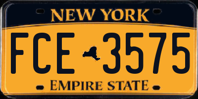 NY license plate FCE3575