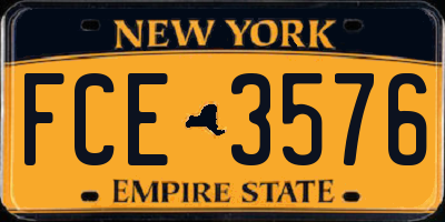 NY license plate FCE3576