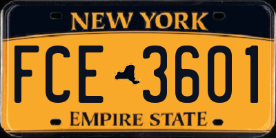 NY license plate FCE3601