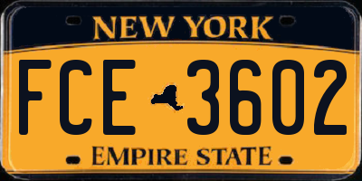 NY license plate FCE3602