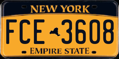 NY license plate FCE3608